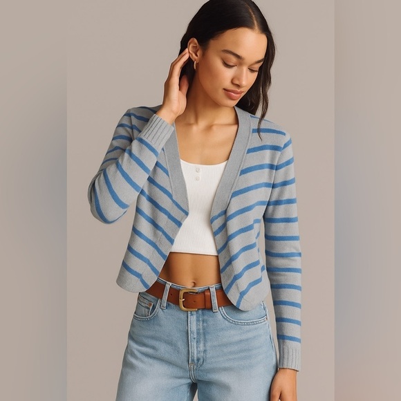 Hollister Sweaters - Hollister Women's Crop Striped Open Sweater Cardigan S